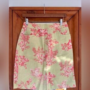 Y2K Vintage Linen Toile de Jouy Mini Skirt